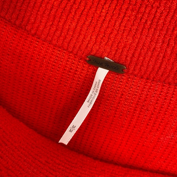 Free People Ottoman Tunic Red Ribbed Oversized Slouchy Knit Sweater - Picture 5 of 8